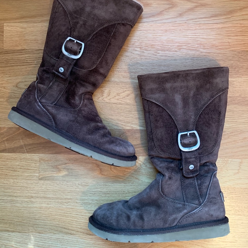 Brown Ugg Boots with Silver Buckle
